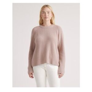 RARE Quince 100% Mongolian Cashmere Fisherman Sweater Mink Pink size L